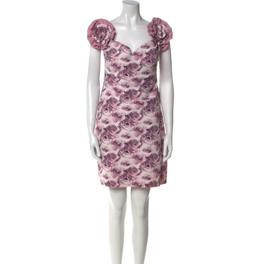 B44‎ Chiara Boni Sweetheart Sheath Mini Dress L Purple Floral Cocktail Wedding